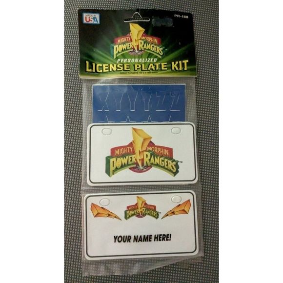MIGHTY MORPHIN POWER RANGERS PERSONALIZED LICENSE PLATE KIT - NEW - Picture 1 of 4